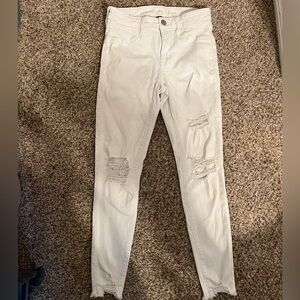 American Eagle Outfitters White Distressed Skinny Jeans